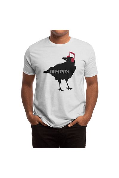Fizello Λευκό μπλουζάκι Unisex για άνδρες και γυναίκες - Music Bird Crow Musical Note Design με χαμηλή συχνότητα