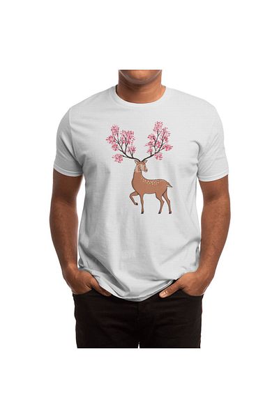 Fizello Ανδρικό και γυναικείο λευκό μπλουζάκι Unisex Floral Deer