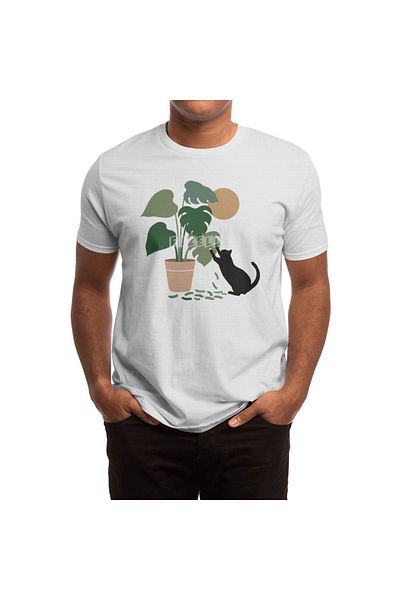 Fizello تي شيرت أبيض للرجال والنساء من Cat And Plant 13: صناعة Monstera