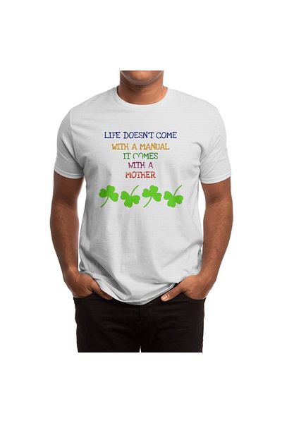 Fizello Ανδρικό και γυναικείο μπλουζάκι - "Life Doesn't Come It Comes With A Mother" Λευκό μπλουζάκι Unisex
