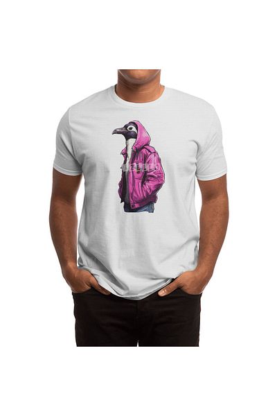 Fizello Cool Penguin White T-shirt για άνδρες και γυναίκες - Rose Jacket με λεπτομέρειες