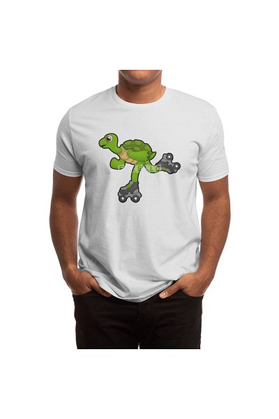 Fizello Tricou alb unisex pentru bărbați și femei - Turtle As Skater Roller Skates Design