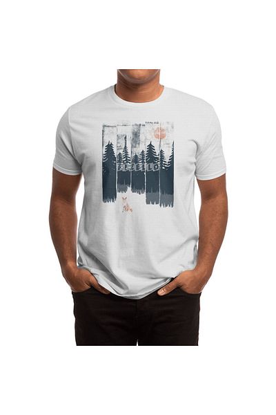 Fizello Ανδρικό και γυναικείο λευκό μπλουζάκι Unisex - A Fox In The Wild...