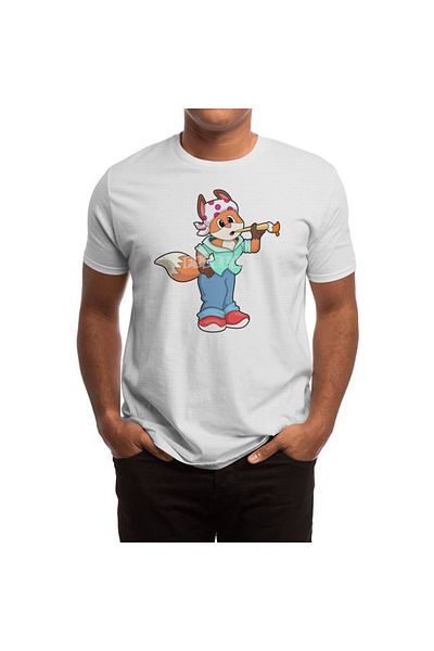 Fizello Tricou alb pentru bărbați și femei - Fox As Painter With Brush & Color Tricou unisex