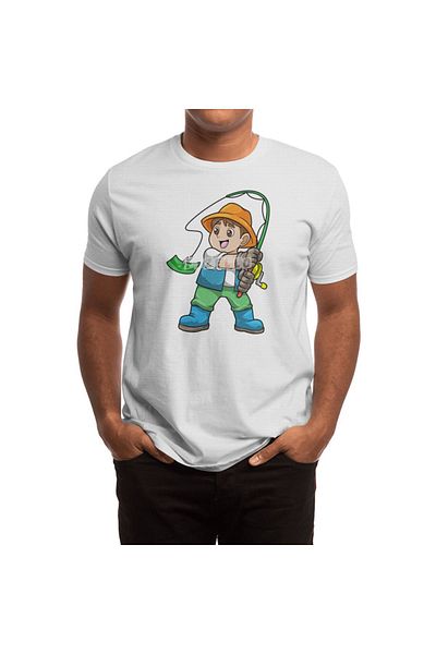 Fizello Ανδρικό και γυναικείο T-shirt White Angler - Unisex, Rudasıyla