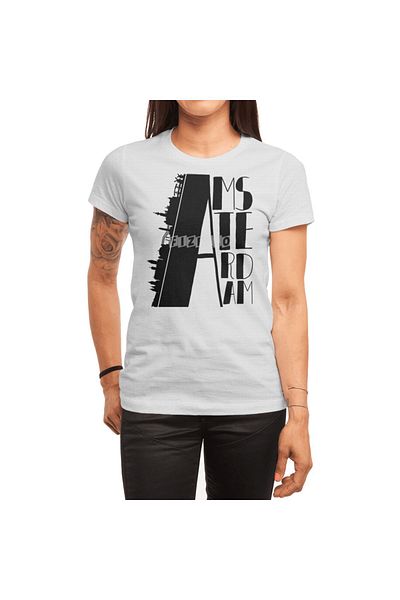 Fizello Tricou alb unisex Cityamsterdam - Tricou pentru bărbați și femei