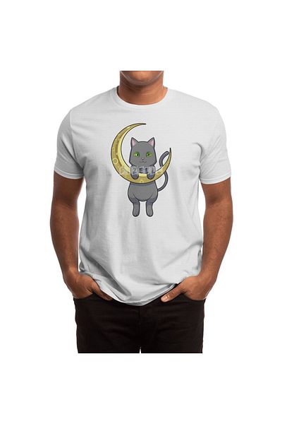 Fizello Λευκό μπλουζάκι Cat Night Moon Unisex