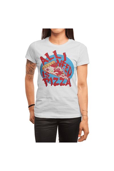 Fizello Tricou pentru bărbați și femei - All I Need Is Pizza Print, Tricou alb unisex
