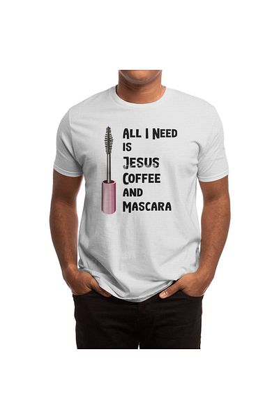 Fizello Λευκό μπλουζάκι Jesus and Coffee Color για άνδρες και γυναίκες