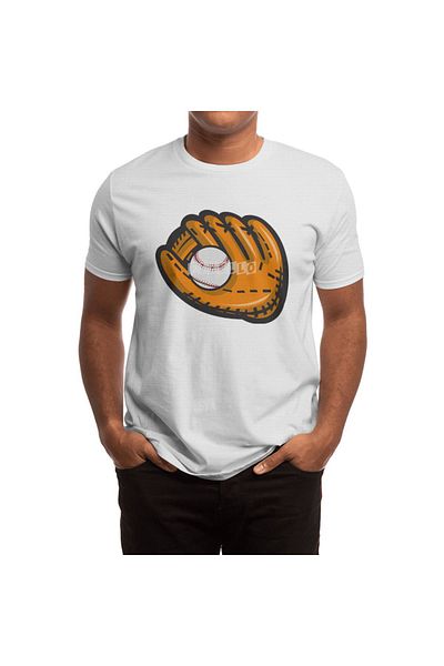 Fizello Λευκό μπλουζάκι Unisex - Baseball Glove Ball Retro Design
