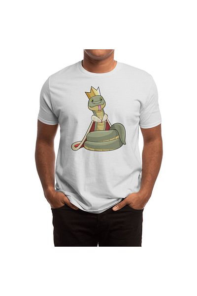 Fizello Ανδρικό και γυναικείο λευκό μπλουζάκι - Snake As King με Σχέδιο Unisex Crown