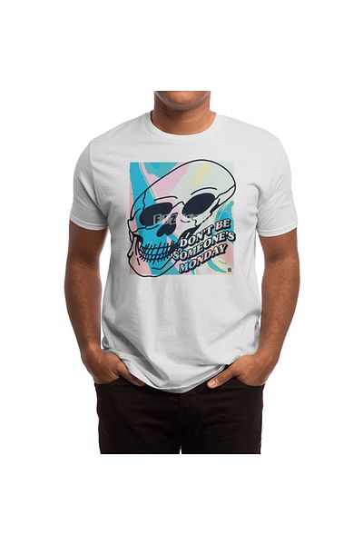 Fizello Μπλουζάκι Unisex Anti Monday Skull Psychedelic Trippy White για άνδρες και γυναίκες
