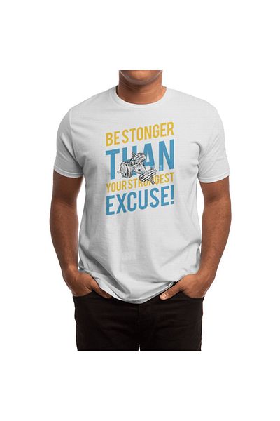 Fizello Tricou pentru femei Fitness Motivation - Fii mai puternic decât cel mai puternic excuz, tricou alb unisex