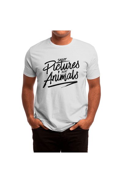 Fizello Tricou alb unisex pentru bărbați și femei - Slogan Shoot Pictures Not Animals