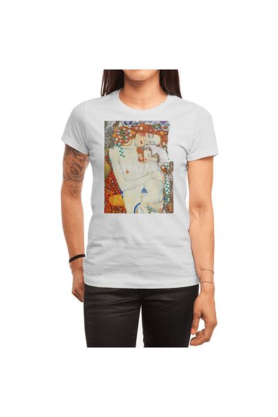 Fizello Λευκό μπλουζάκι Unisex με μοτίβο Klimt Mother and Child για άνδρες και γυναίκες