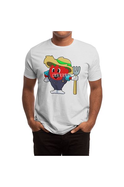 Fizello Tricou pentru bărbați și femei - Tomato As Farmer Rake Print, tricou alb unisex