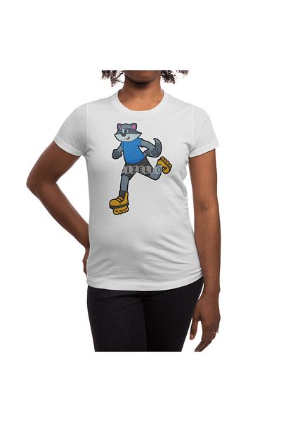 Fizello Racoon Skateboarder - Tricou alb pentru bărbați și femei, tricou unisex Inline Skates