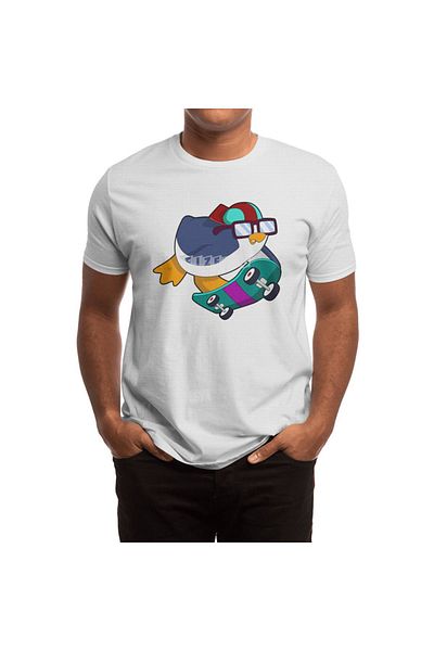 Fizello Tricou Penguin Skateboarding pentru bărbați și femei - Tricou alb unisex