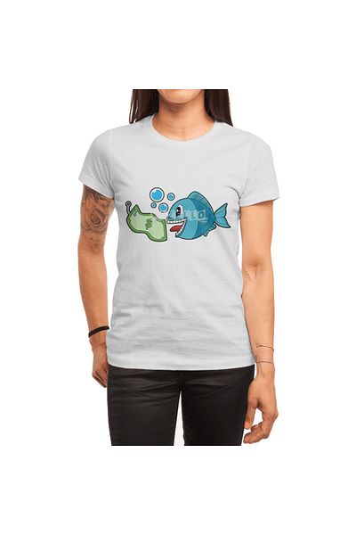 Fizello Tricou alb unisex pentru bărbați și femei - Fish With Bank Note Design