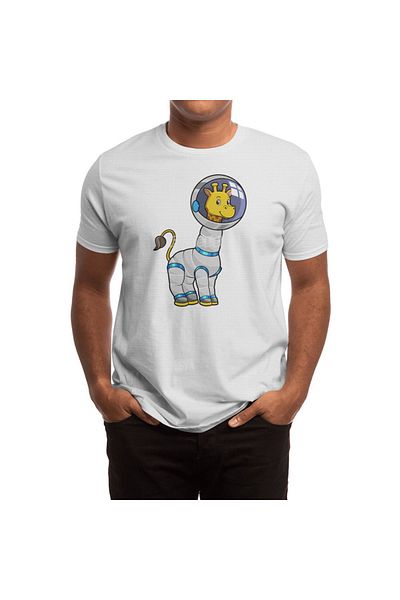 Fizello Λευκό μπλουζάκι για άνδρες και γυναίκες - Giraffe As Astronaut In Glass Sphere Design