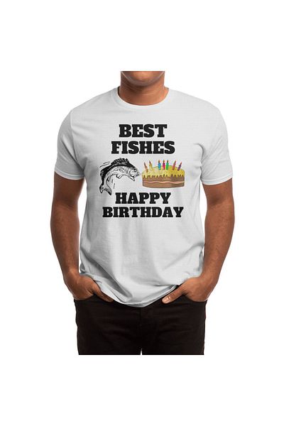 Fizello Tricou alb Best Fishes La mulți ani pentru bărbați și femei