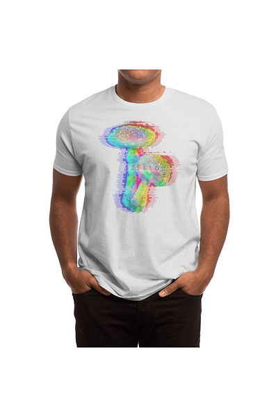 Fizello Tricou alb pentru bărbați și femei - model holografic ciuperci, unisex