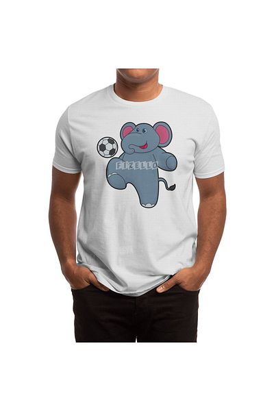 Fizello Unisex White T-Shirt - Elephant Soccer Player and Football Ball Design