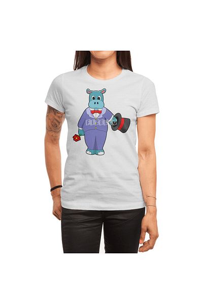 Fizello Hippo As Groom - Tricou alb pentru bărbați și femei, design de costum trandafir unisex