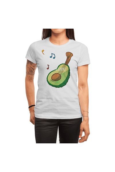 Fizello Μπλουζάκι με μοτίβο κιθάρας Avocado για άνδρες και γυναίκες - Unisex Λευκό T-shirt
