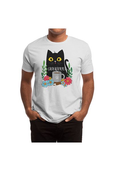 Fizello Tricou alb unisex Coffee Cat