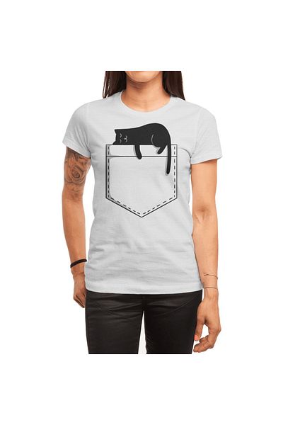 Fizello Tricou alb unisex pentru bărbați și femei - Design de buzunar pentru dormit