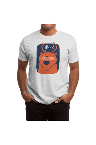 Fizello Λευκό μπλουζάκι Unisex με σχέδιο Beer Deer
