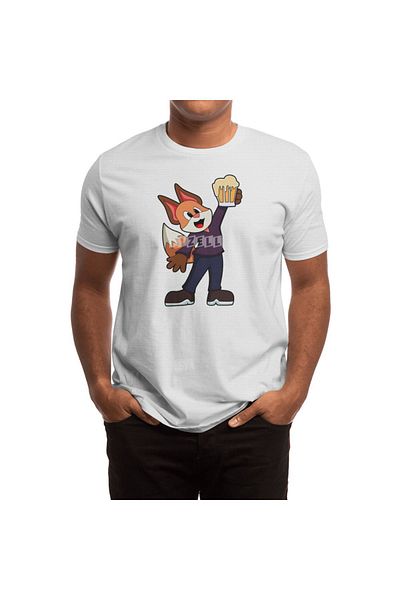 Fizello Fox With Glass Of Beer - Unisex Λευκό T-Shirt