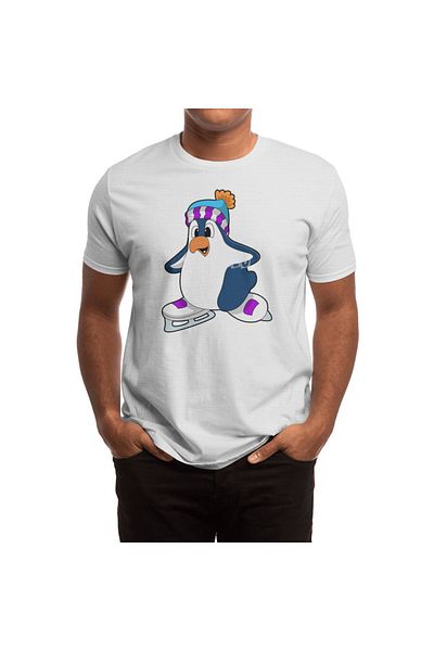 Fizello Penguin Ice Skating - T-Shirt για άνδρες και γυναίκες, Unisex Λευκό T-shirt