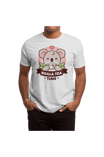 Fizello Koala-tea Time Unisex Λευκό T-shirt για άνδρες και γυναίκες - Cute Koala Pun