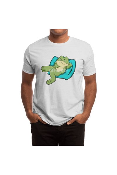 Fizello Tricou alb pentru bărbați și femei - Frog At Sleeping With Pillow Design