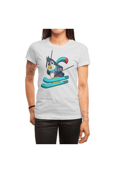 Fizello Penguin - Ανδρικό και γυναικείο λευκό μπλουζάκι Skier