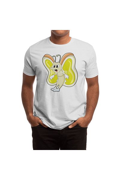 Fizello Λευκό μπλουζάκι Butterfly Yellow Unisex για άνδρες και γυναίκες