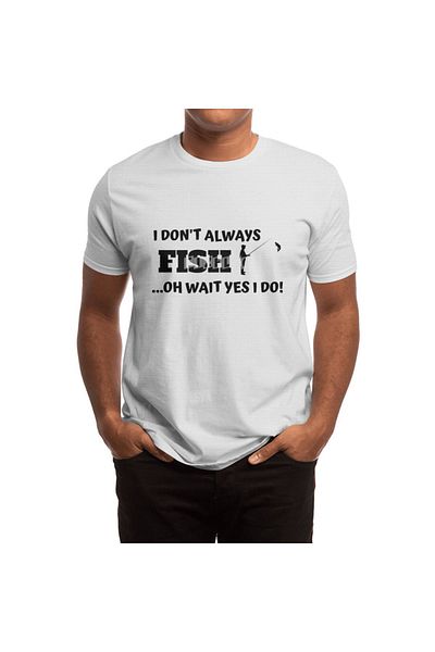 Fizello Λευκό μπλουζάκι Unisex - Σχέδιο "I Don't Always Fish"