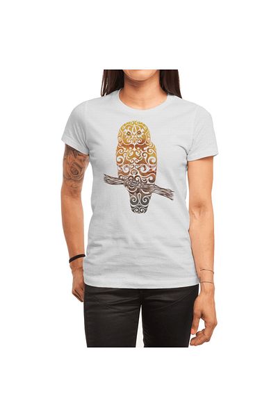 Fizello Tricou alb Swirly Owl pentru bărbați și femei - Tricou unisex
