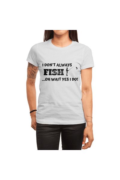 Fizello Λευκό μπλουζάκι Unisex - Σχέδιο "I Don't Always Fish"