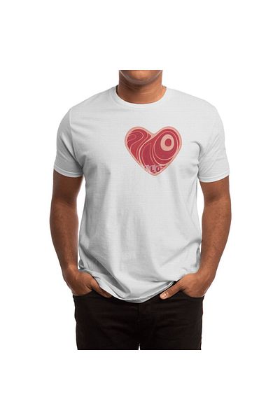Fizello I Love Beef - Tricou alb unisex pentru bărbați, femei