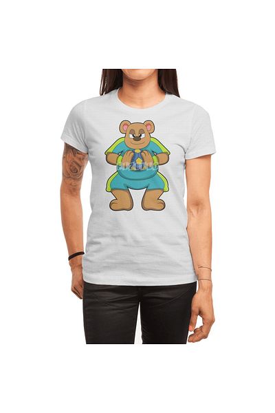 Fizello Ανδρικό και γυναικείο λευκό μπλουζάκι Unisex - Bear As Handball Player Model