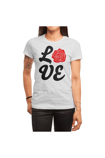Fizello Love Nature - Λευκό μπλουζάκι Unisex με στάμπα κόκκινο τριαντάφυλλο για άνδρες και γυναίκες