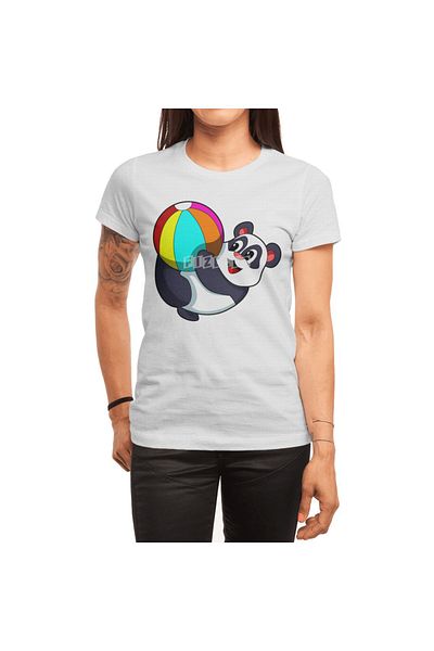 Fizello Λευκό μπλουζάκι Panda για άνδρες και γυναίκες - Unisex, μοτίβο Beach Ball