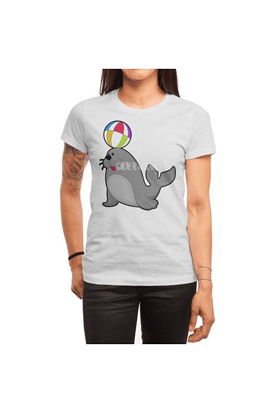 Fizello Λευκό μπλουζάκι Unisex - Seal At Water Sports With Water Polo