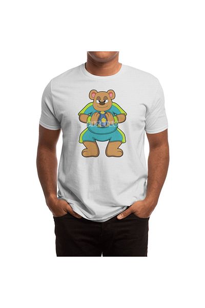 Fizello Ανδρικό και γυναικείο λευκό μπλουζάκι Unisex - Bear As Handball Player Model