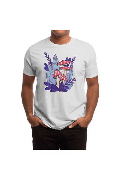 Fizello Μπλουζάκι για άνδρες και γυναίκες - Unisex λευκό μπλουζάκι με μοτίβο μαγικών μυκήτων