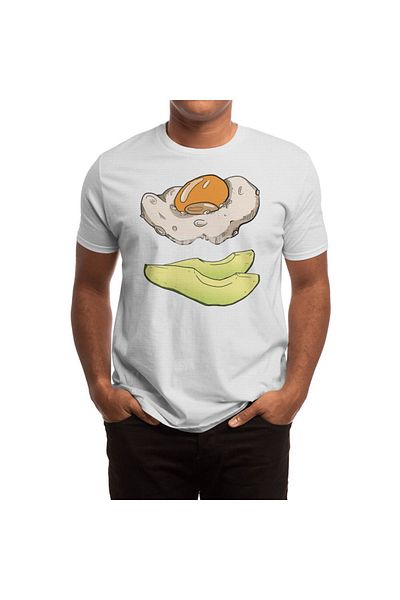 Fizello Tricou alb unisex - model ouă și avocado