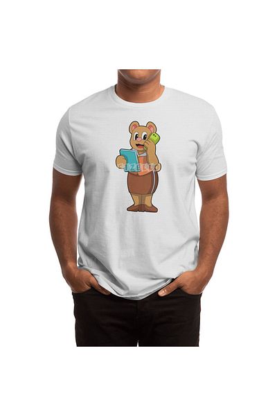 Fizello Tricou alb unisex - Urs ca secretar la apel cu designul telefonului